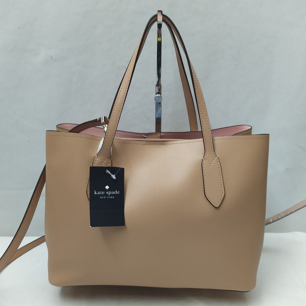Kate Spade New York Beige Leather Double Handles Tote Bag - NWT $359 - Picture 2 of 16